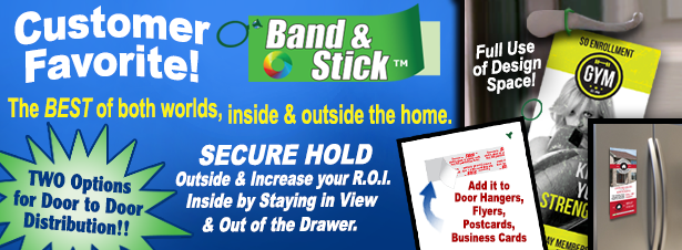 Band and Stick Door Hangers for distribution